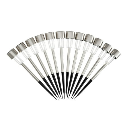 Pure Garden Stainless-Steel Outdoor LED Solar Lights 12-Pack (Silver)