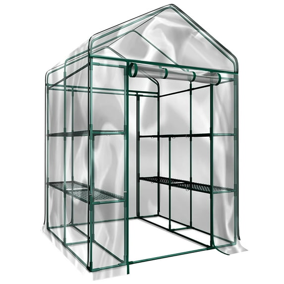 Home-Complete Walk in Greenhouse with 8 Sturdy Shelves and PVC Cover