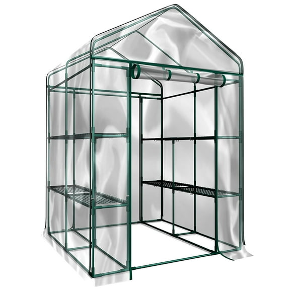 Home-Complete Walk in Greenhouse with 8 Sturdy Shelves and PVC Cover