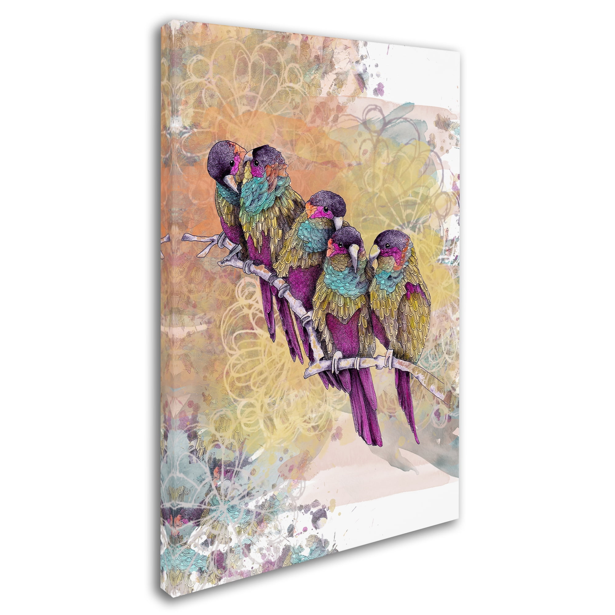 Purple and Green Abstract Bird Canvas Art, 22'' x 32''