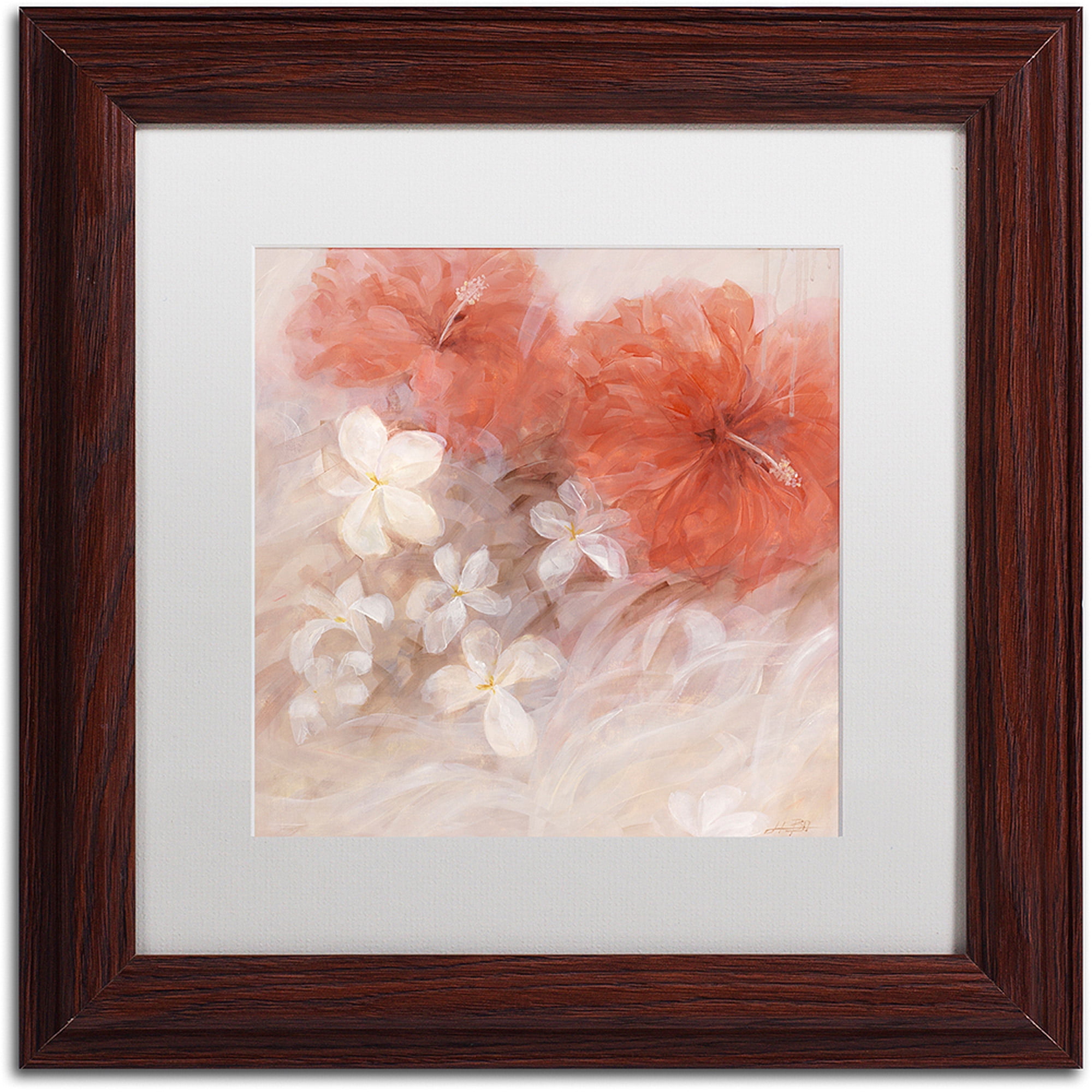 Li Bo 'Hibiscus II' Matted Framed Art