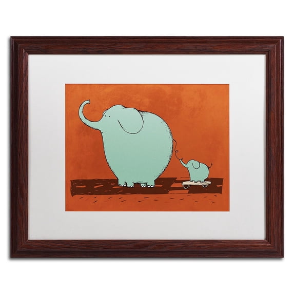 Carla Martell 'Skateboard Elephant' Matted Framed Art