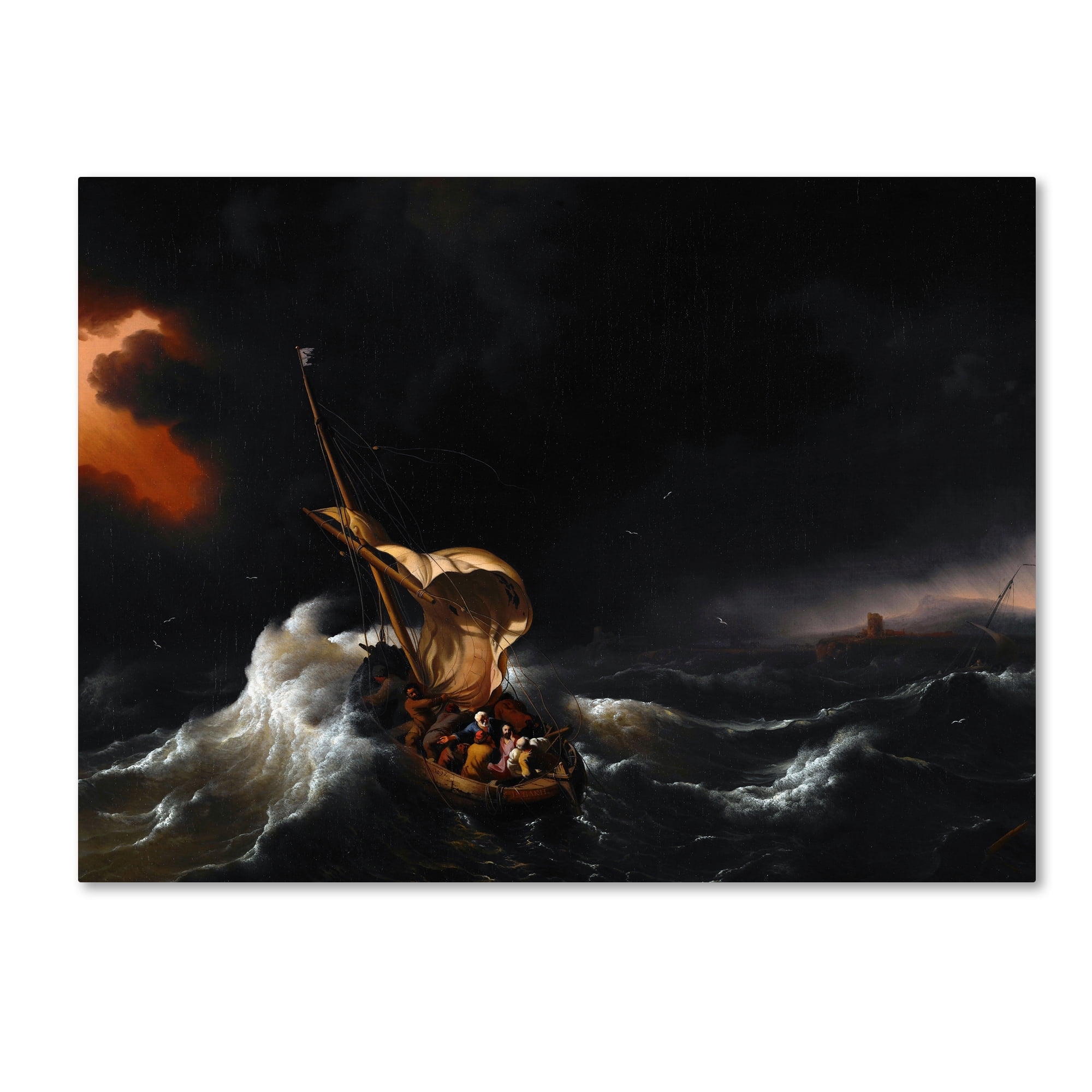 Backhuysen Dark Stormy Sea Religious Canvas Art