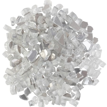 Pure Garden 10lbs Fire Pit Glass - 1/2-Inch Glass Rocks, Diamond Clear