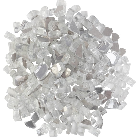 Pure Garden 10lbs Fire Pit Glass - 1/2-Inch Glass Rocks, Diamond Clear