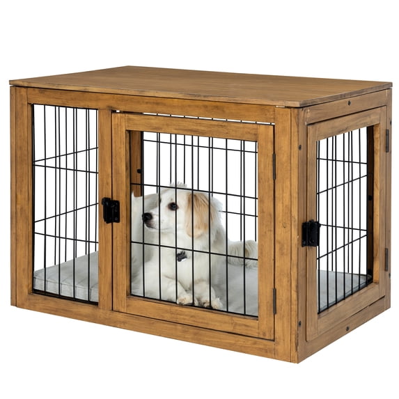 PETMAKER Furniture-Style Dog Crate with Double Doors and Cushion (Natural)