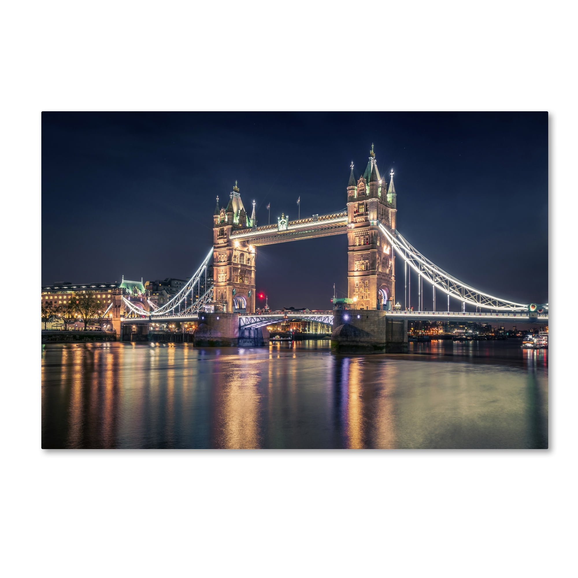 Night At The Tower Bridge Multi-Color Canvas Photography Print