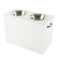 thumbnail image 1 of PETMAKER Elevated Dog Bowls with Storage Space for Pet Supplies (White), 1 of 7