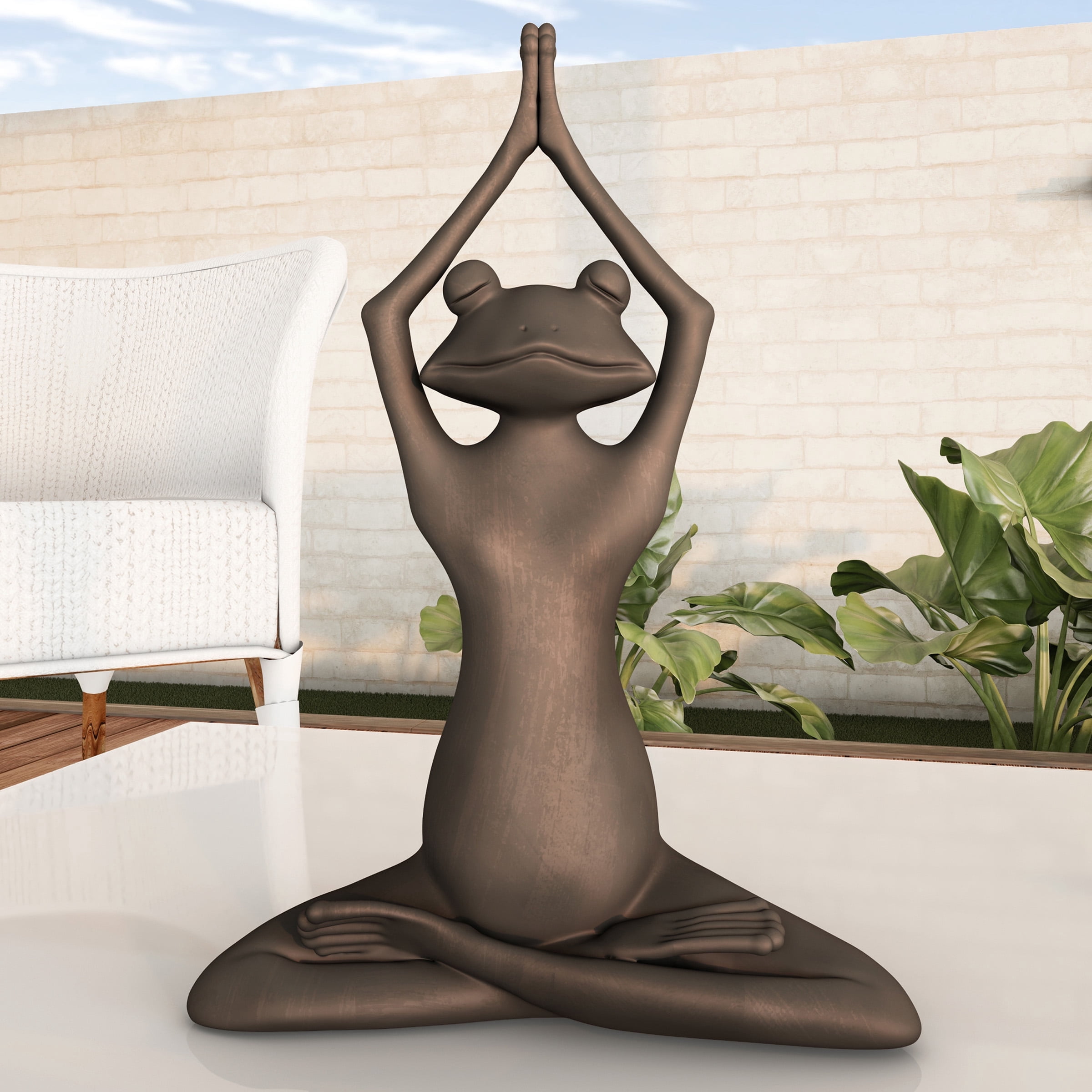 Stretching Frog Statue-Resin Zen Animal Yoga Figurine for Outdoor Lawn and Garden Decor-G