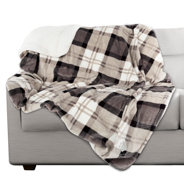 Large Gray Plaid Waterproof Reversible Pet Blanket