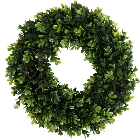 Pure Garden Boxwood Wreath - 12 inch Round Artificial Greenery Indoor Outdoor