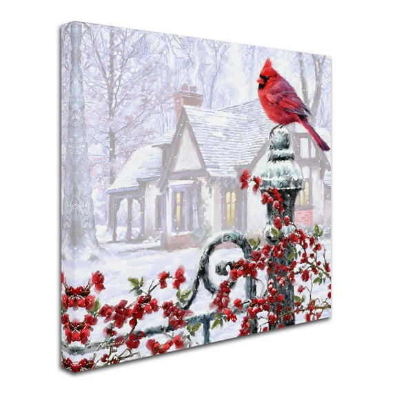 The Macneil Studio 'Cardinal on Gatepost' Canvas Art