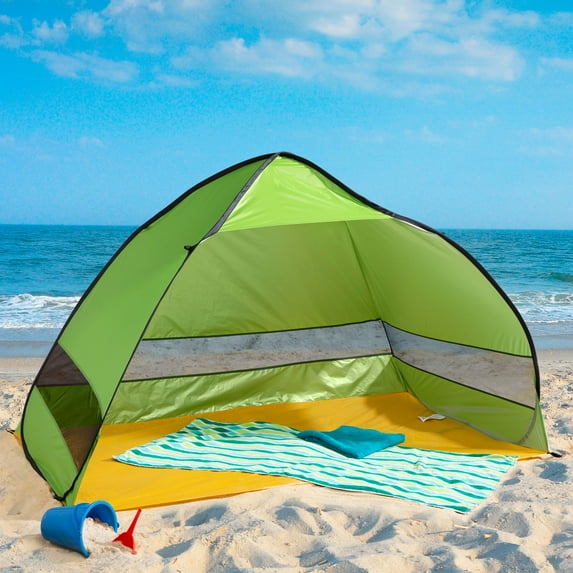Wakeman Pop Up Beach Tent Sun Shelter - 2-3 Person UPF50+ Canopy, Green