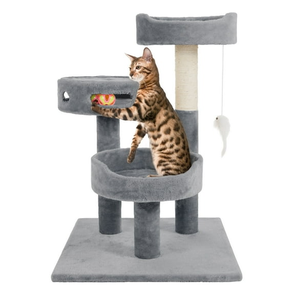 PETMAKER Tall Cat Tree Condo with Perches, Scratch Post, and Wheel Toy