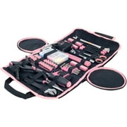 Household Hand Tools 86 Piece Tool Set With Roll-Up Bag by Stalwart Hammer Wrench Set Screwdriver Set Pliers - Great for the Home or Car - Pink