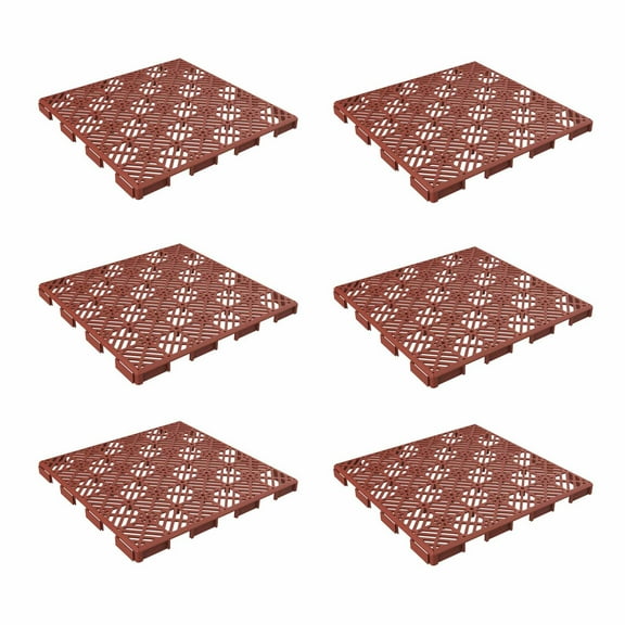 Pure Garden 6-Pack Polypropylene Interlocking Deck Tiles (Terracotta)