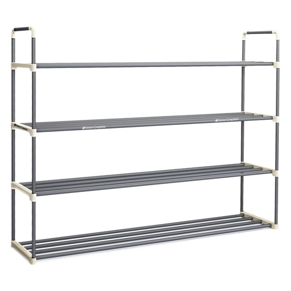 Home-Complete 4-Tier Shoe Rack for 20 Pairs Sneakers, Heels, Boots (Gray)