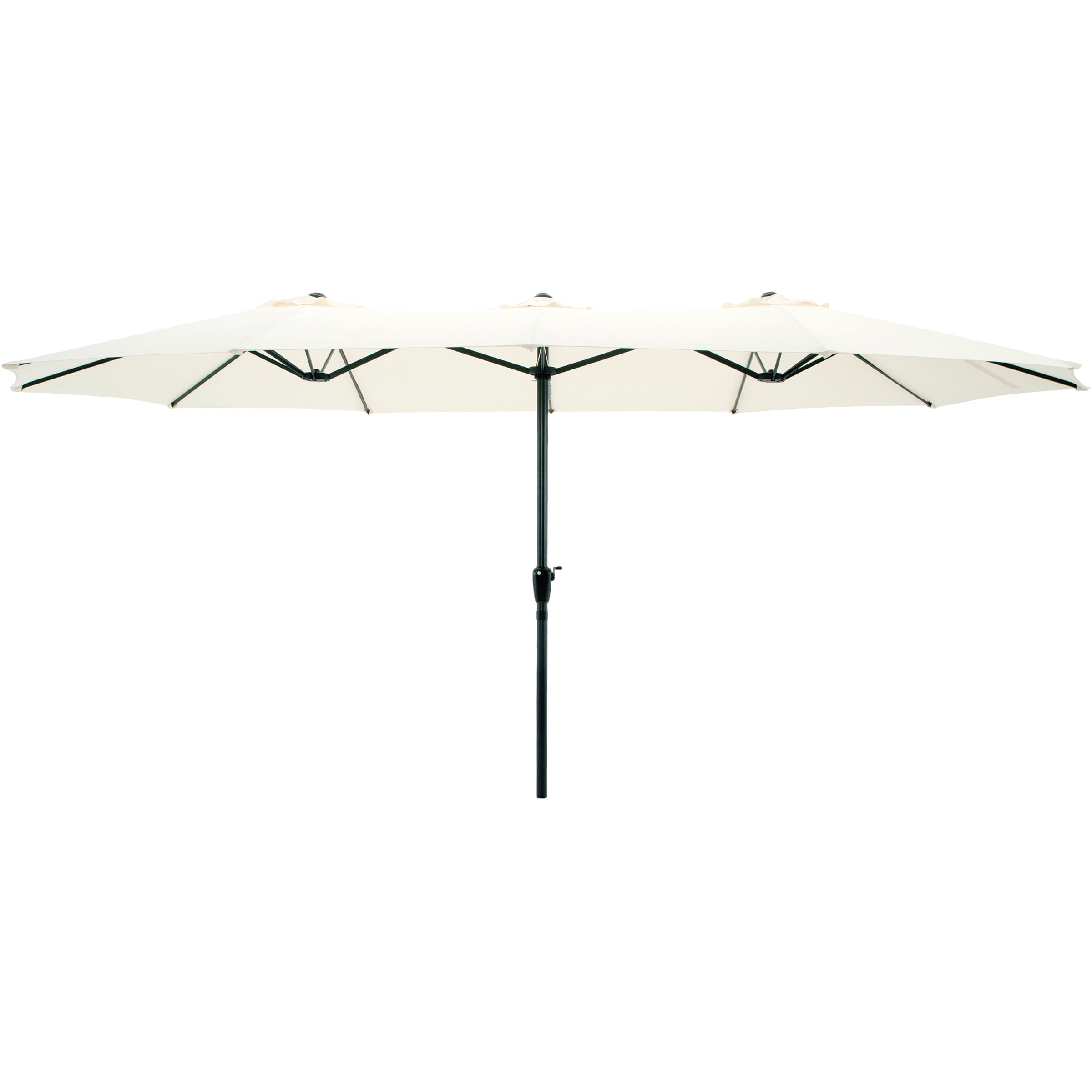 Pure Garden 15 Ft Double Patio Umbrella – XL Sunshade with Hand Crank, Beige