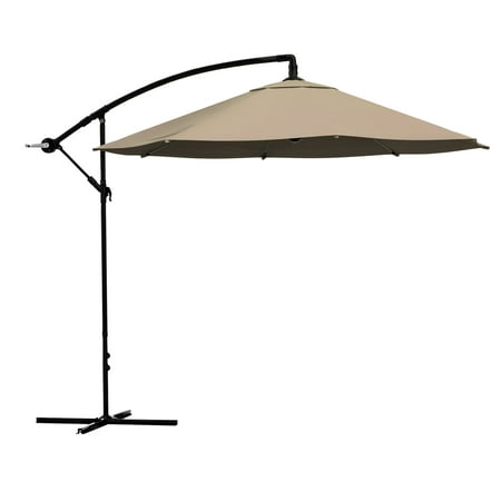 Pure Garden 10-Foot Offset Patio Umbrella with Crank and Base (Sand)