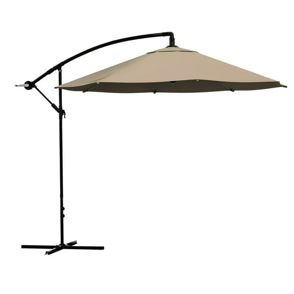 Pure Garden 10-Foot Offset Patio Umbrella with Crank and Base (Sand)