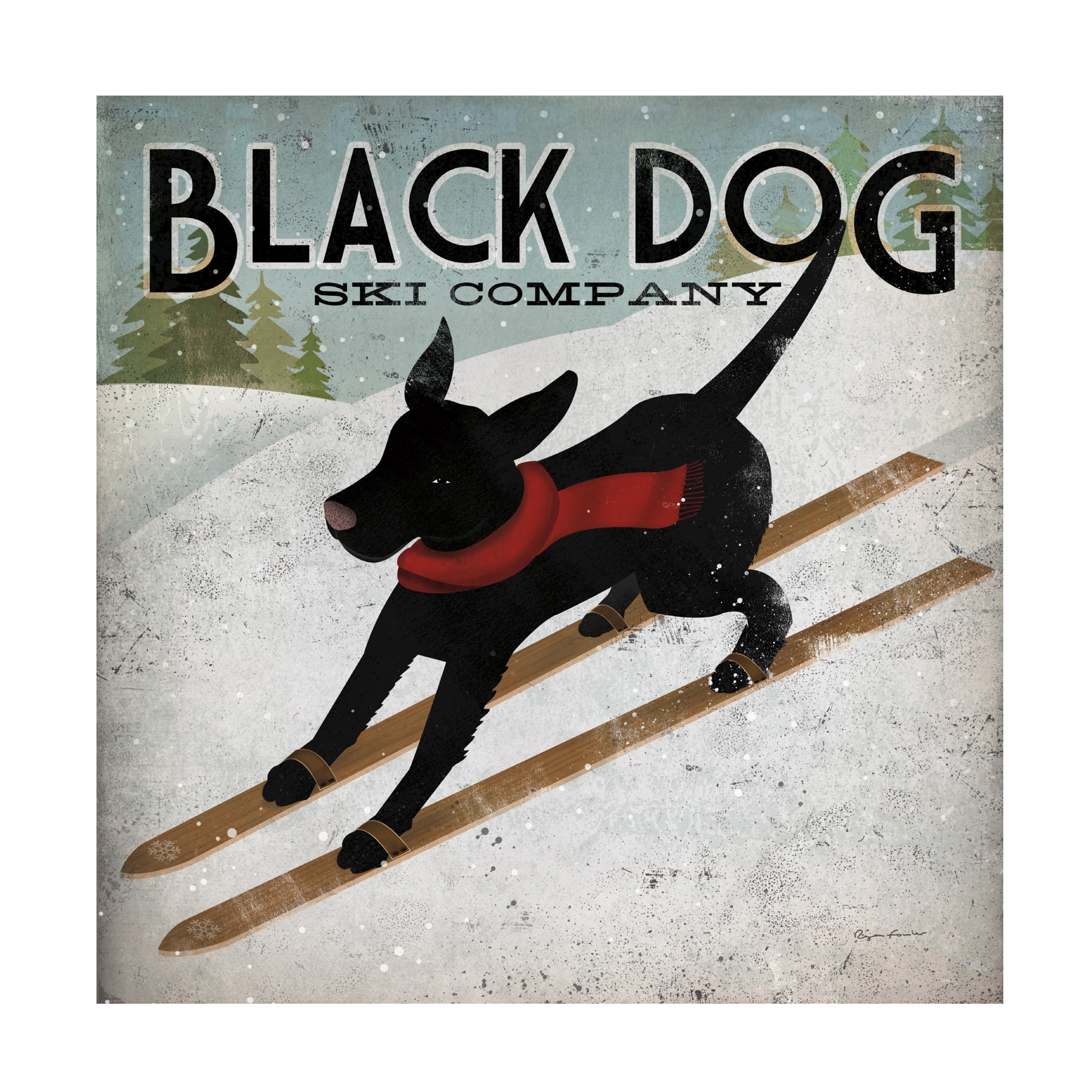 Ryan Fowler 'Black Dog Ski' Canvas Art