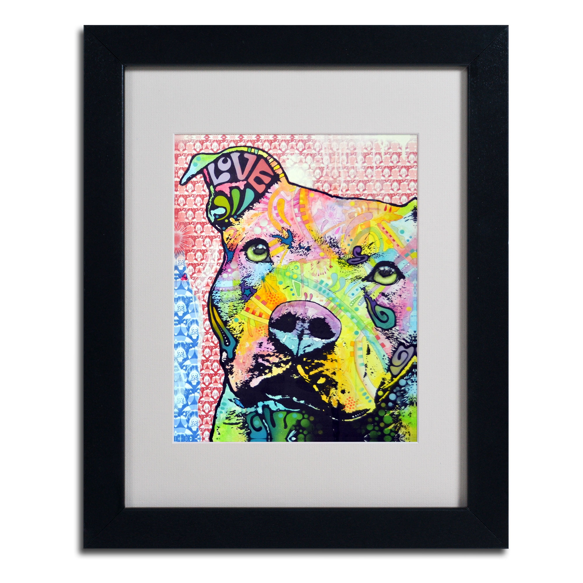 Matted art under acrylic in a black frame