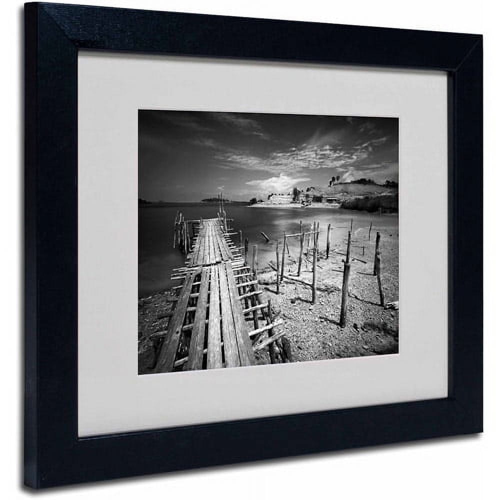 Matted art under acrylic in a black frame