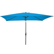 Pure Garden 10’ Rectangular Patio Umbrella with Push Button Tilt, Bright Blue