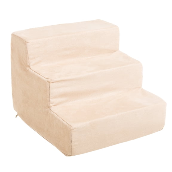 PETMAKER 3-Step Pet Stairs with Removable Zippered Microfiber Cover, Tan