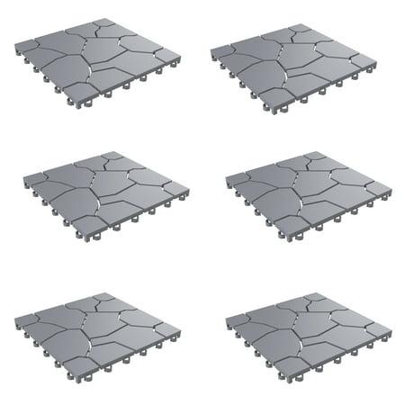 Pure Garden 6-Pack Of Interlocking Weather-Resistant Deck Tiles (Gray)