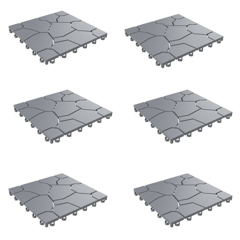 Pure Garden 11.5 in. x 11.5 in. Grey Outdoor Interlocking Stone Look Polypropylene Patio and Deck Tiles in Gray (Set of 30) Pure Garden 11.5 in. x 11.5 in. Grey Outdoor Interlocking Stone Look Polypropylene Patio and Deck Tiles in Gray (Set of 30)