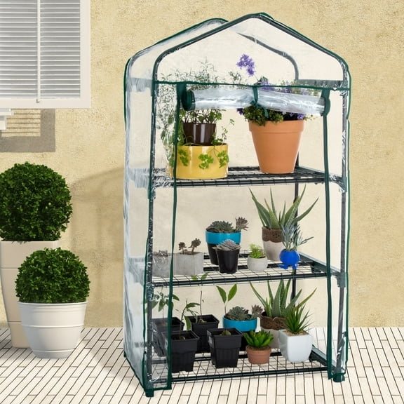 Pure Garden 3 Tier Mini Greenhouse with Rust-Resistant Frame and PVC Cover