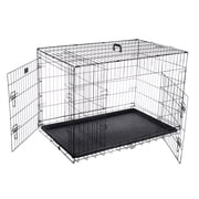 Dog Kennel - 42-inch Dog Crate with Doors for Front and Side Access - Collapsible Dog Crate with Divider Wall Panel for Large Dogs by Petmaker Black