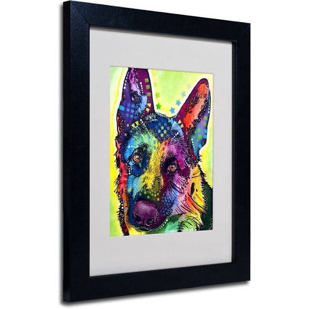 Matted art under acrylic in a black frame
