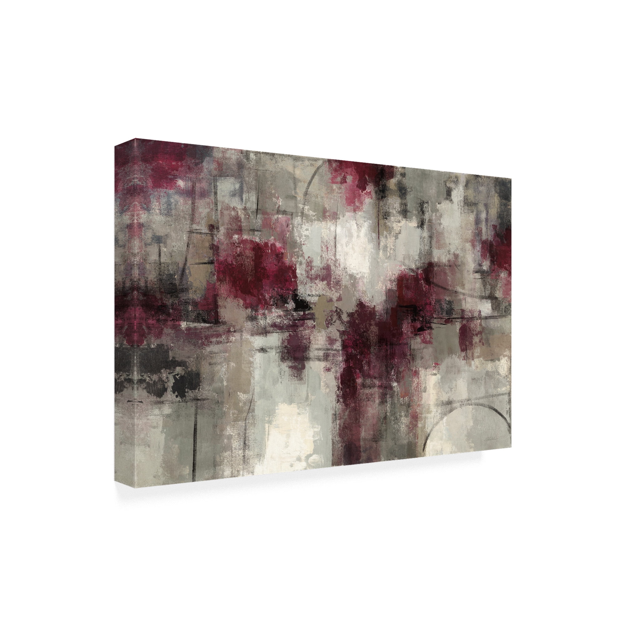 Silvia Vassileva Abstract Red and Gray Canvas Print, 22x32