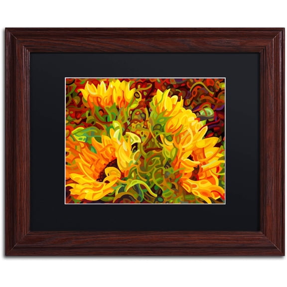 Mandy Budan 'Four Sunflowers' Black Matted Framed Art