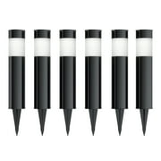 Pure Garden Stainless-Steel Outdoor LED Solar Bollard Lights 6-Pack Black