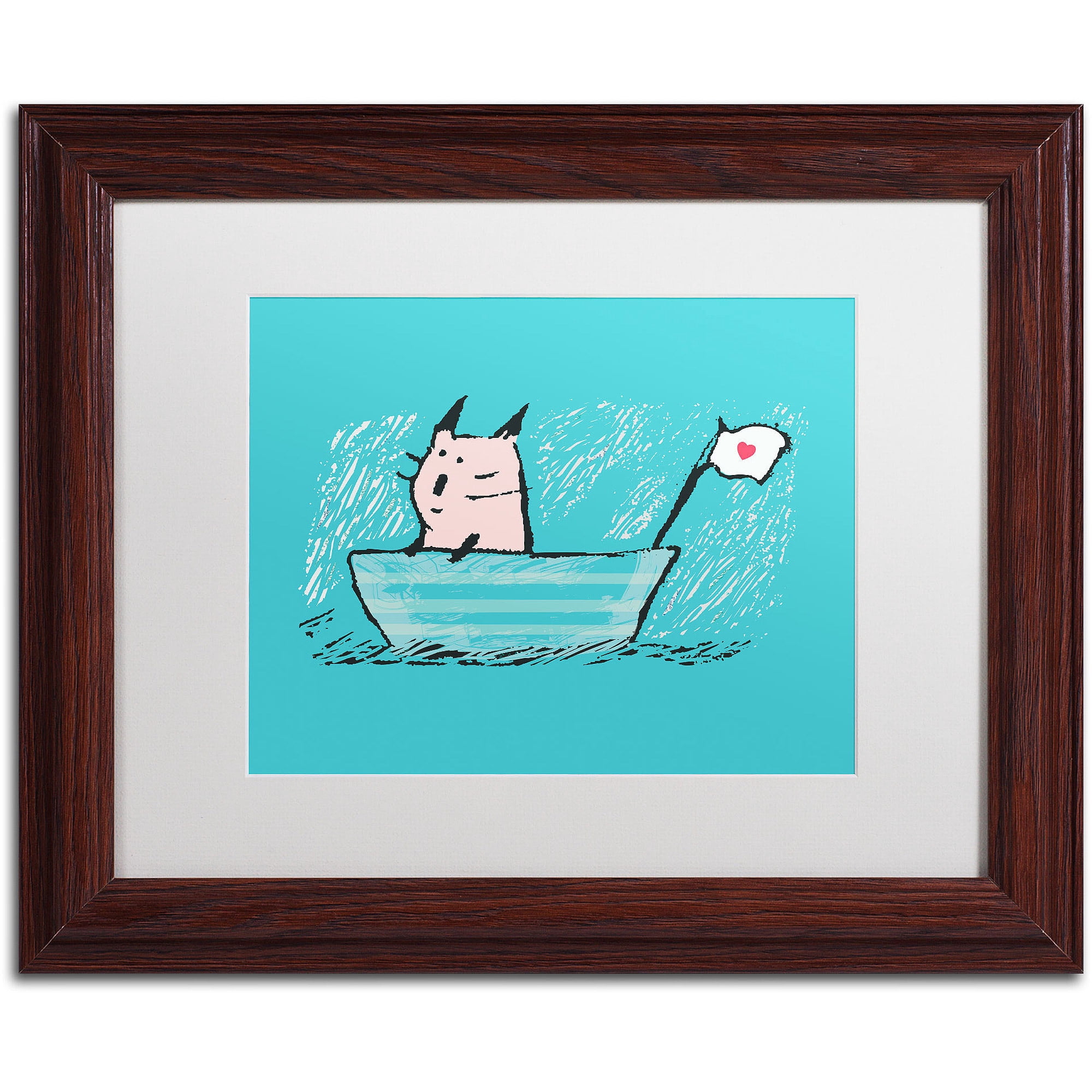 Carla Martell 'Sweet Sailor Cat' Matted Framed Art
