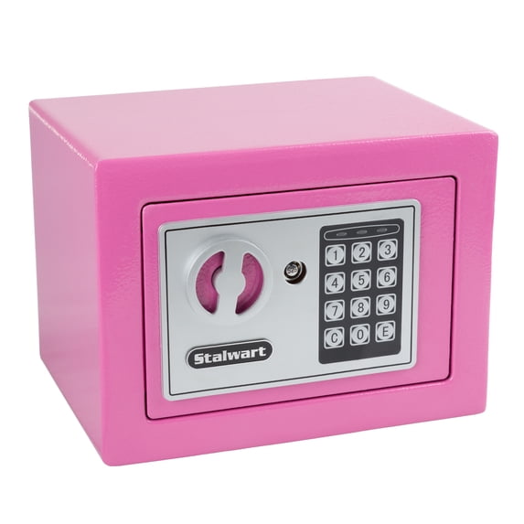 Stalwart Digital Security Safe Box for Valuables - Compact Steel Lock Box with Electronic Combination Keypad, Pink