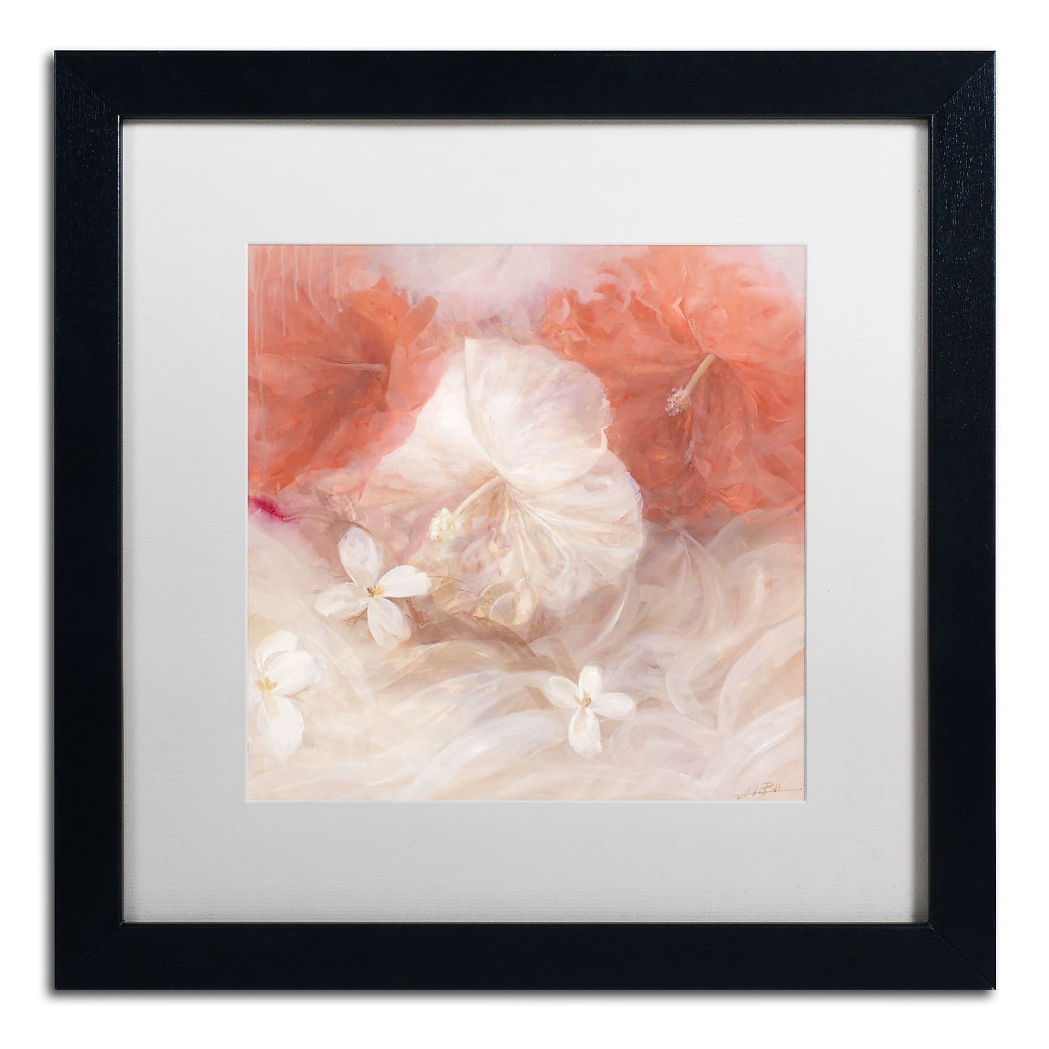 Li Bo 'Hibiscus IV' Matted Framed Art