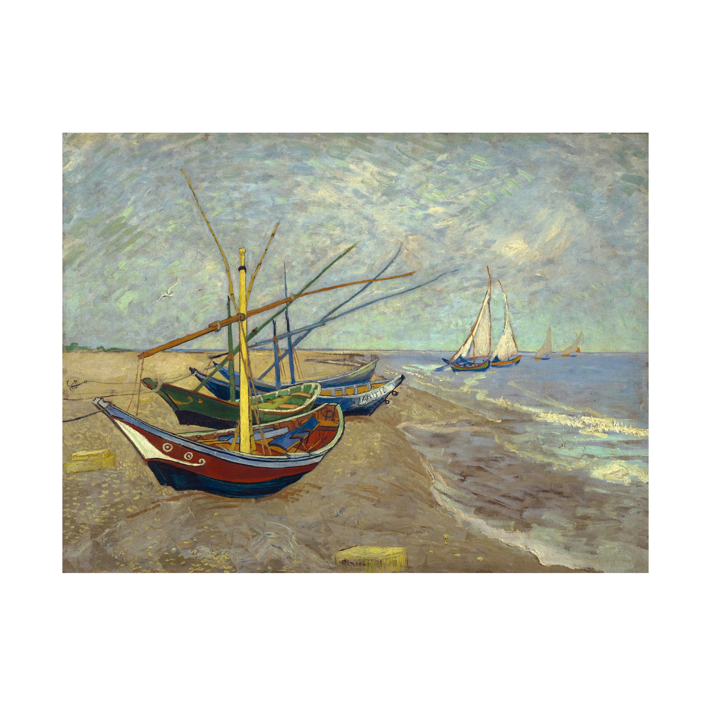 Vincent van Gogh 'Fishing Boats on the Beach' Canvas Art