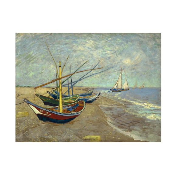 Vincent van Gogh 'Fishing Boats on the Beach' Canvas Art