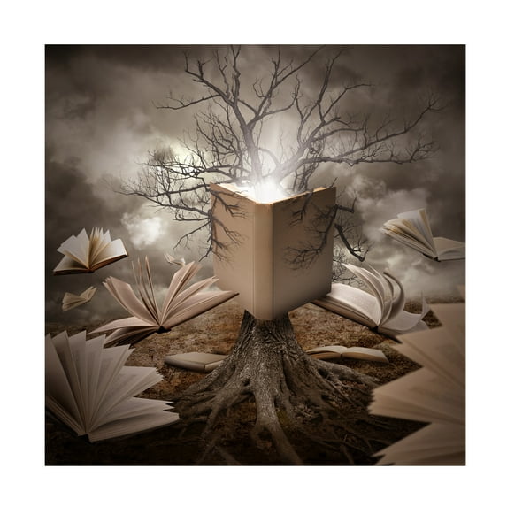 Trademark Fine Art Angela Waye Old Tree Reading Story Book Canvas Wall Art - 35x35