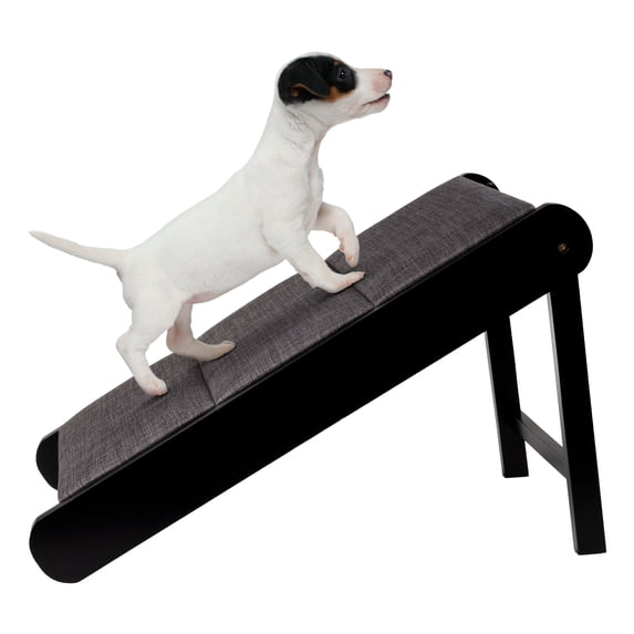 PETMAKER Foldable Wooden Pet Ramp for Bed, Couch, or Vehicle (Brown/Gray)