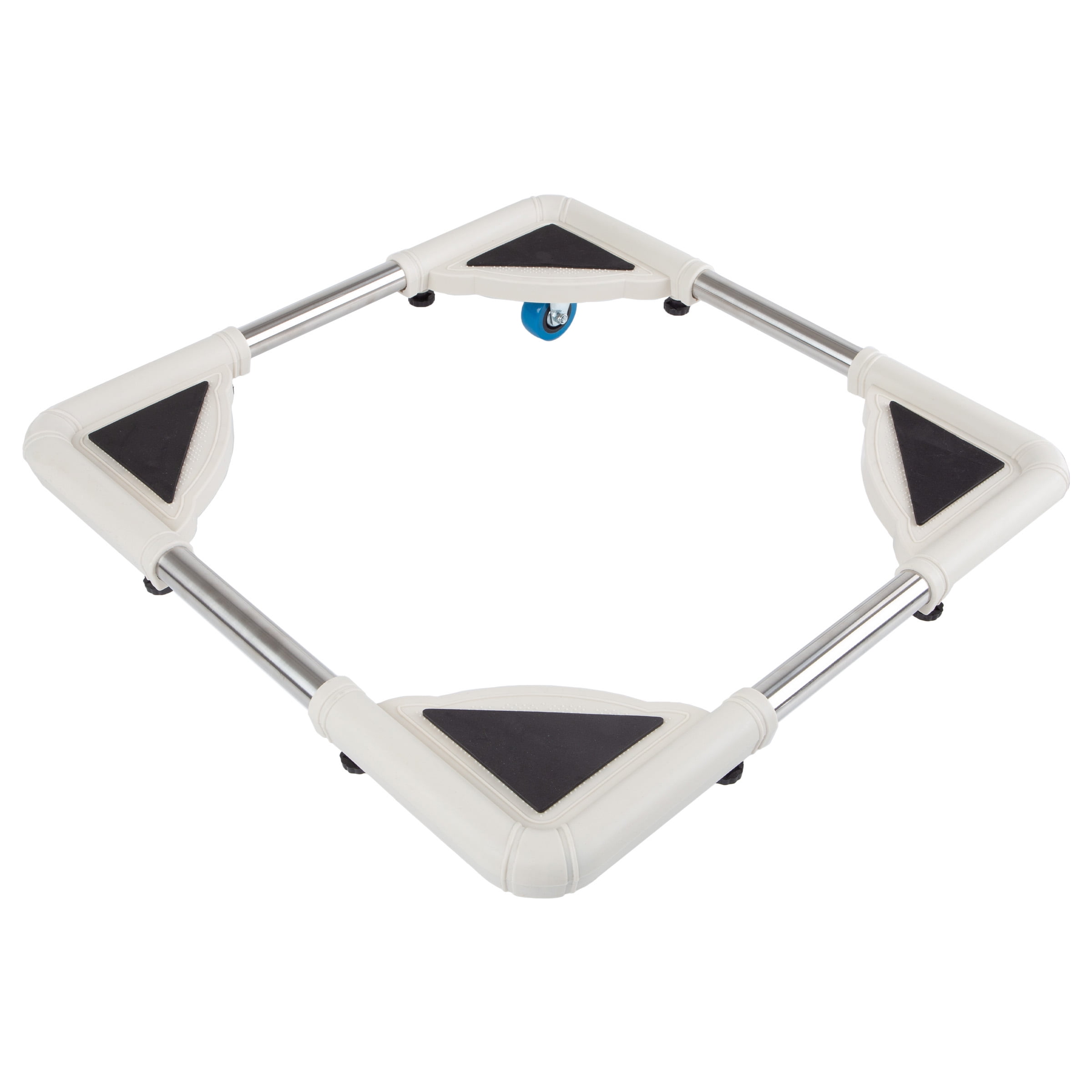Adjustable White and Stainless Steel Appliance Dolly with Locking Wheels