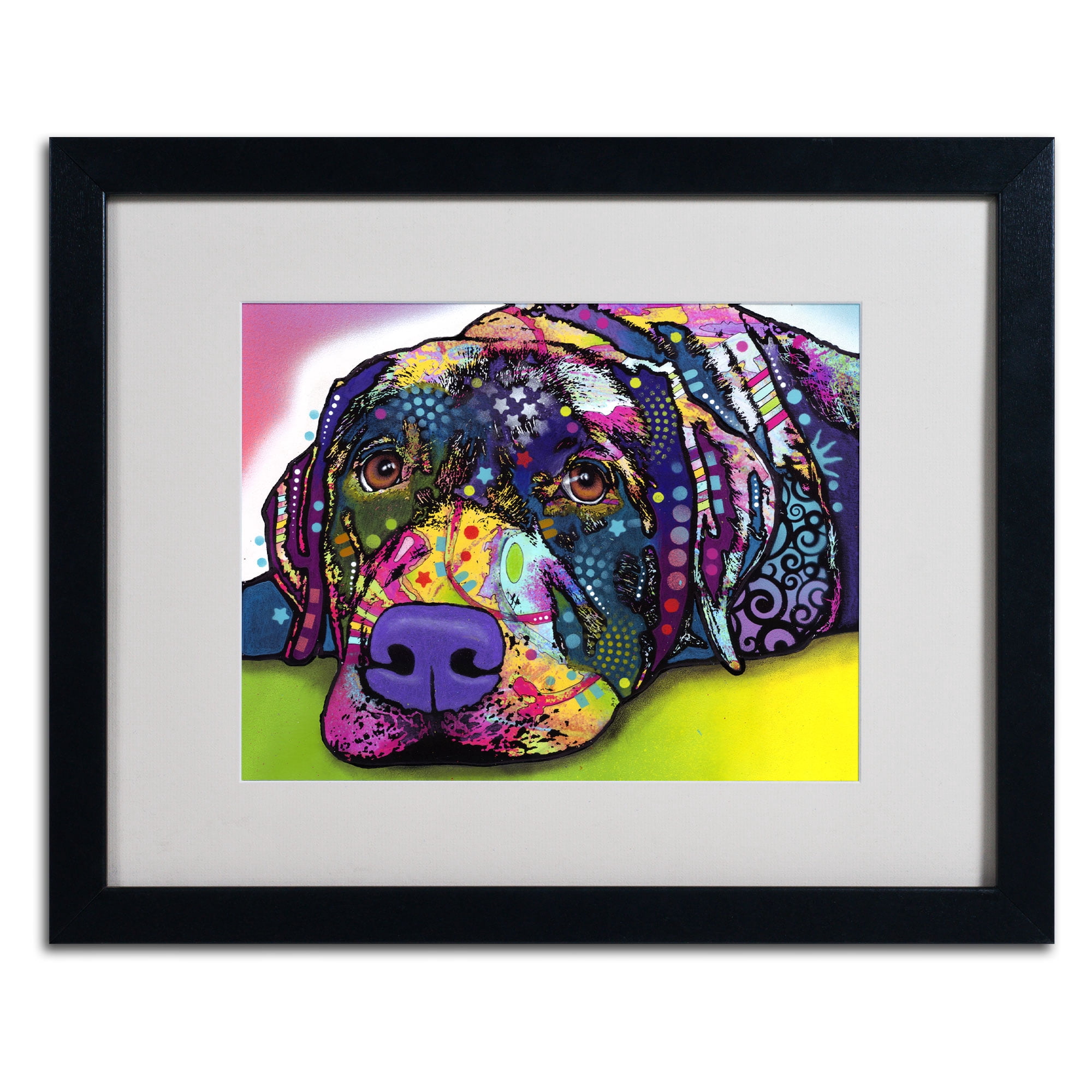 Matted art under acrylic in a black frame