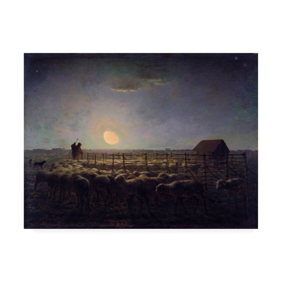 Jean-Francois Millet 'The Sheepfold, Moonlight' Canvas Art