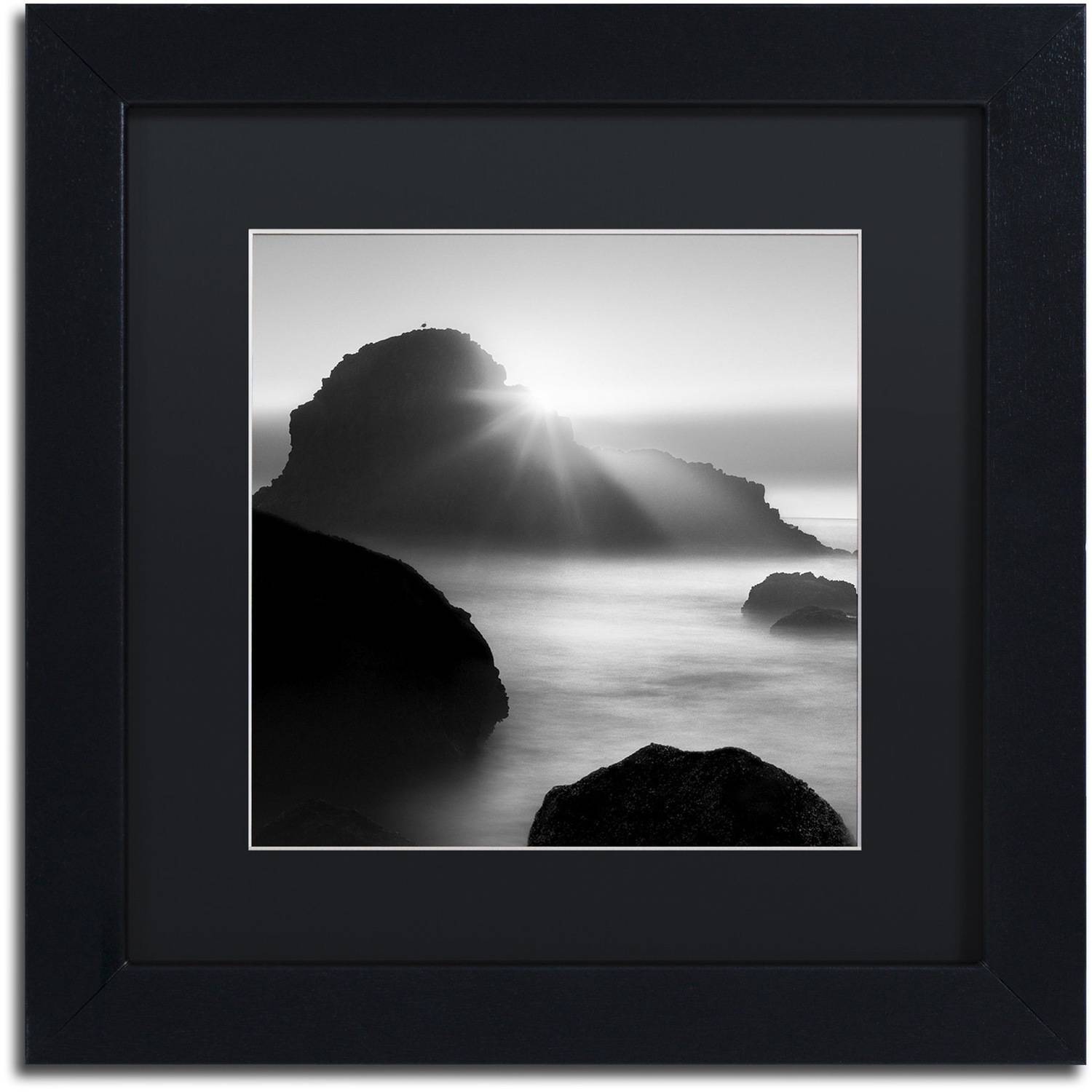 Moises Levy 'Long Sunset at Indian Beach' Black Matted Framed Art