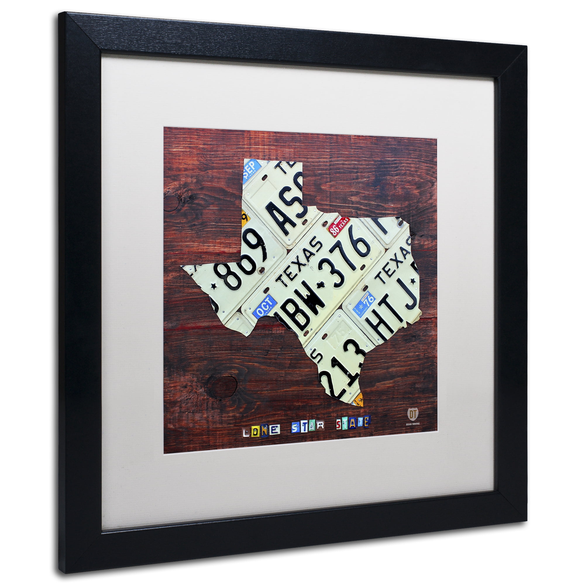 Trademark Fine Art 'Texas License Plate Map Large' Canvas Art by Design Turnpike, White Matte, Black Frame