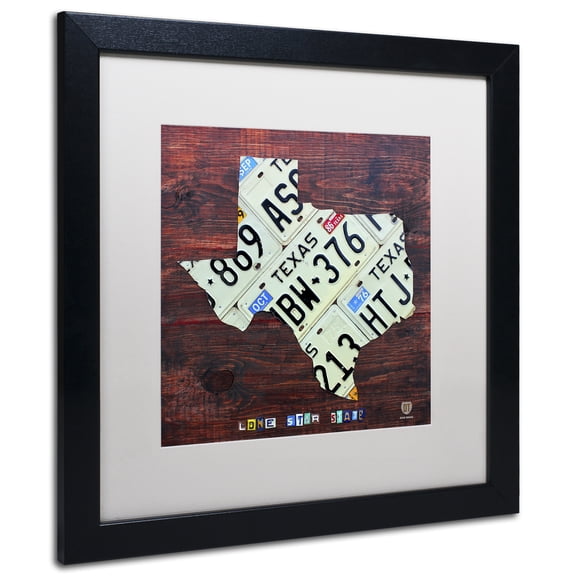 Trademark Fine Art 'Texas License Plate Map Large' Canvas Art by Design Turnpike, White Matte, Black Frame